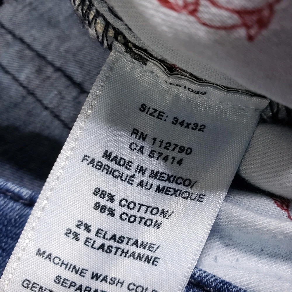 True Religion Jeans Mens 34 (35x32) Blue Ricky Relaxed Straight Med‎ Wash Denim